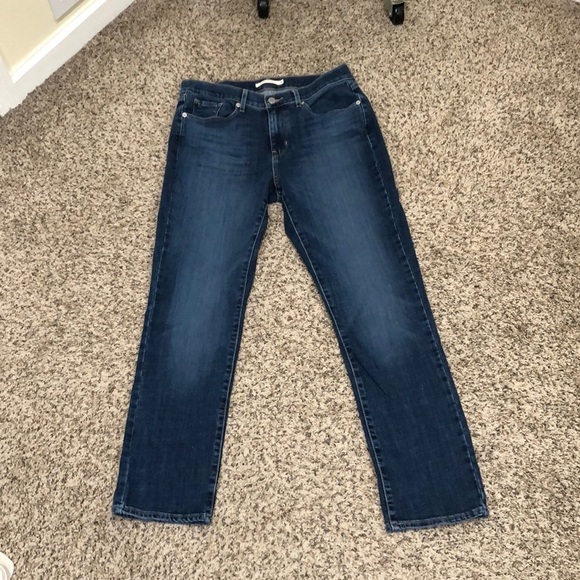 Levi’s Classic Straight Leg Jeans Size 6 Dark Blue High Waist - Picture 2 of 9